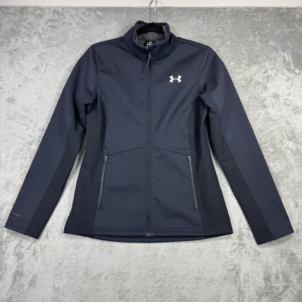 Under Armour Storm Jacket Womens S Coldgear Infrared Navy Zipper Pockets Outdoor